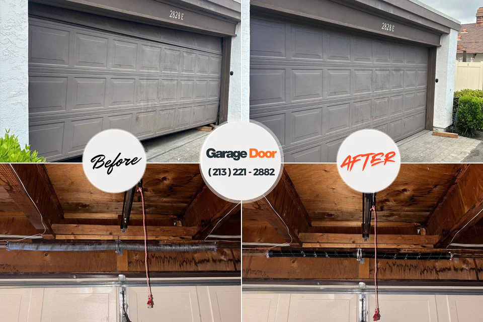 Before and after: garage door repair Brownsville, FL